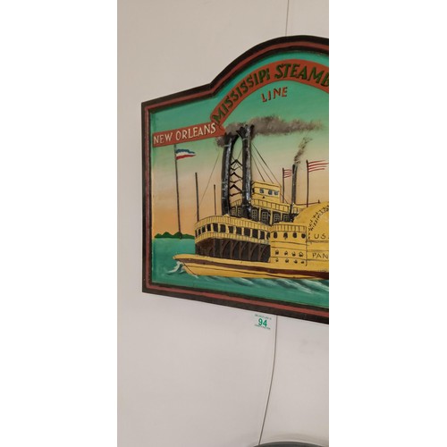 94 - Mississippi Steamboat Line 3d wood carved sign