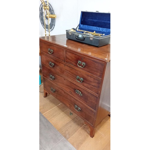 100 - Antique 2 over 3 large chest of drawers