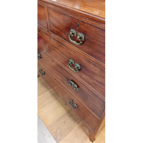 100 - Antique 2 over 3 large chest of drawers