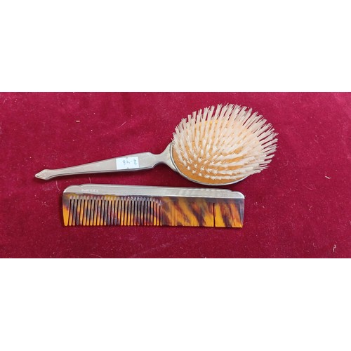 104 - Silver hallmarked HCD comb and brush set