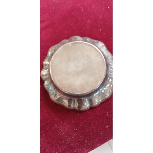 105 - Silver hallmarked small dish by PP.LD weighs 77g approx.