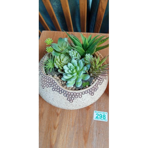 298 - Bowl with faux cactus and Micra vase