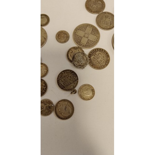 41 - Selection of silver coins weighs 108g approx.