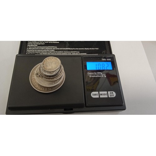 41 - Selection of silver coins weighs 108g approx.