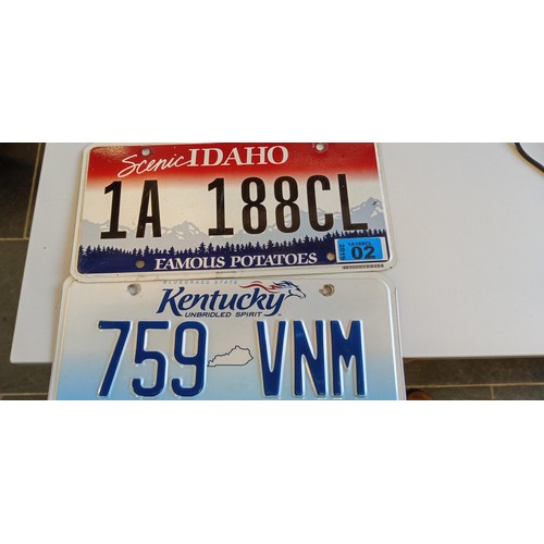 50 - Selection of American number plates to include some with month and year tabs