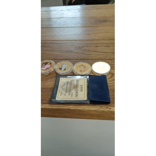 58 - 3 x $1 dollar collectable coins from Cook Islands plus $1 Barbados collectable coin & 50 pence coin