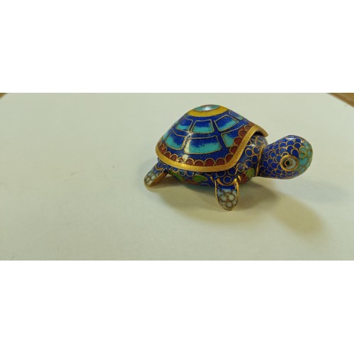 71 - Cloisonne tortoise pill/ trinket dish