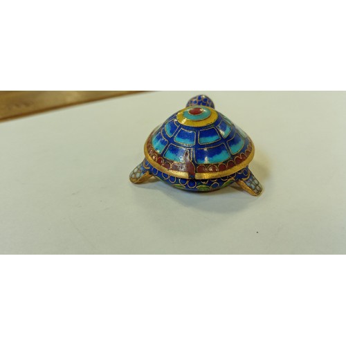 71 - Cloisonne tortoise pill/ trinket dish