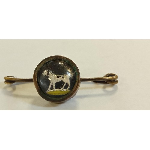 72 - Believed Essex crystal hand painted dog brooch