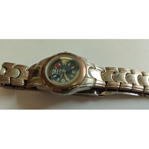 76 - Vintage agate & white metal brooch, wooden frog brooch plus The Royal British Legion ladies watch