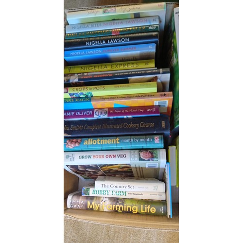 515 - 2 Box lots of modern cookery, gardening, modern fiction and more.