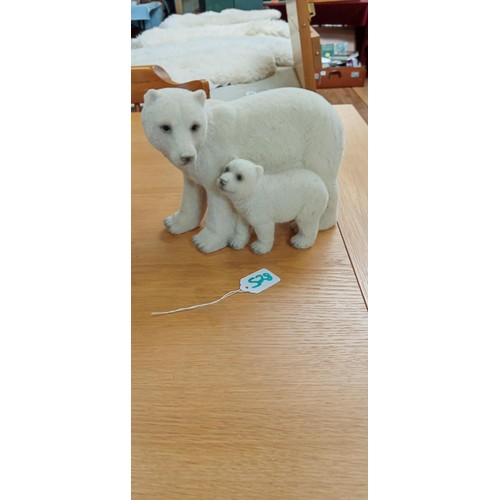 528 - Articulated teddy bear & polar bear with cub