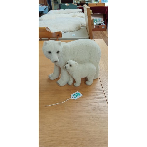 528 - Articulated teddy bear & polar bear with cub