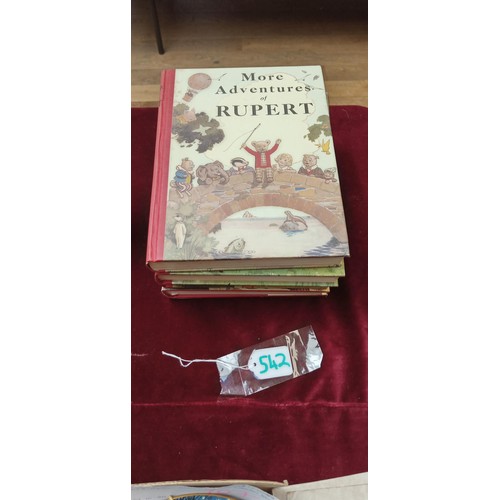 542 - Facsimile editions of Rupert the Bear annuals.  4 copies being 1936 (with dust jacket and belly band... 