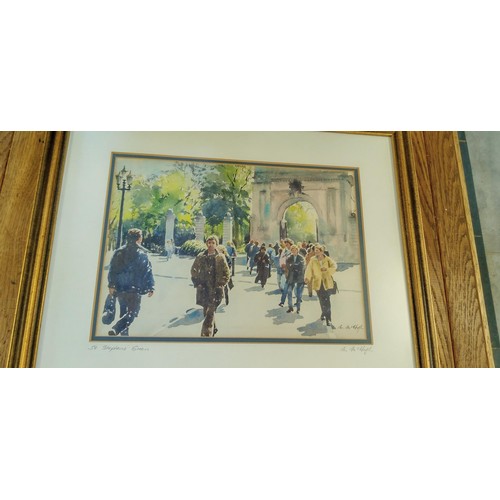 14 - 2 Framed signed watercolours by M Mchugh Dublin St Stephens Green and Grafton Street measures 42cm 3... 