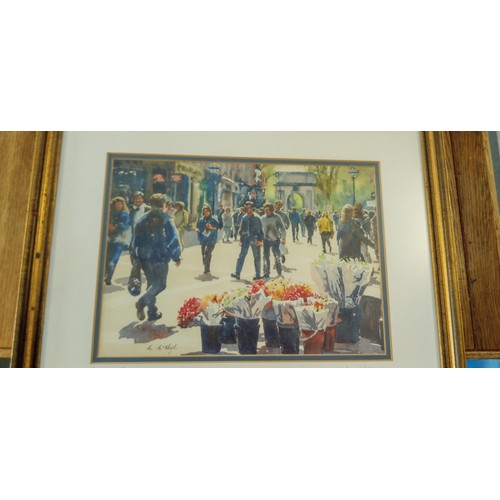 14 - 2 Framed signed watercolours by M Mchugh Dublin St Stephens Green and Grafton Street measures 42cm 3... 