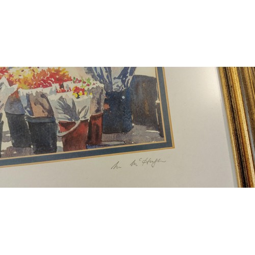 14 - 2 Framed signed watercolours by M Mchugh Dublin St Stephens Green and Grafton Street measures 42cm 3... 