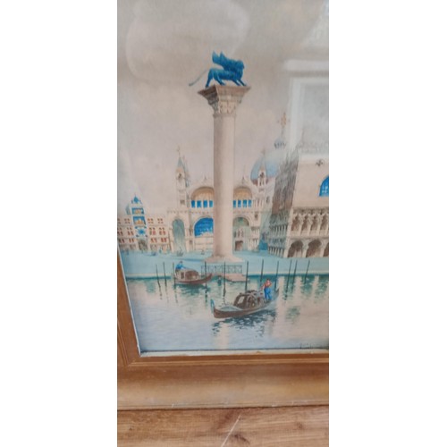 22 - Framed original watercolour Venice scene with gondola by Natale Gavagnin measures 35cm x 53cm approx... 