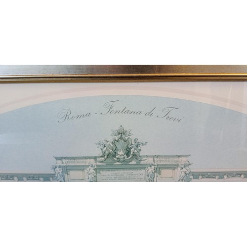 23 - Framed architectural print 'Roma Trevi Fountain' measures 104cm x 54cm approx