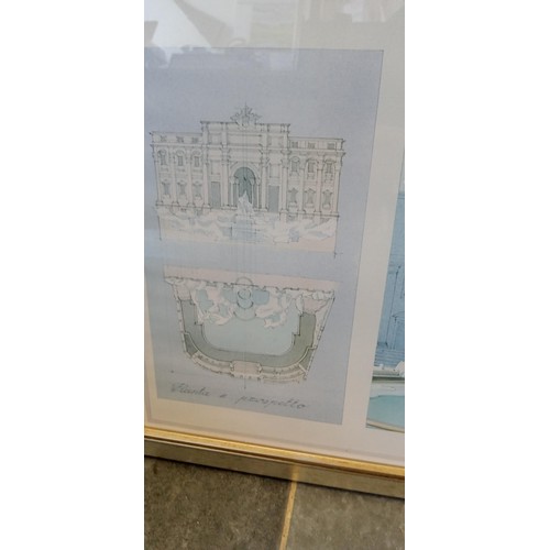 23 - Framed architectural print 'Roma Trevi Fountain' measures 104cm x 54cm approx