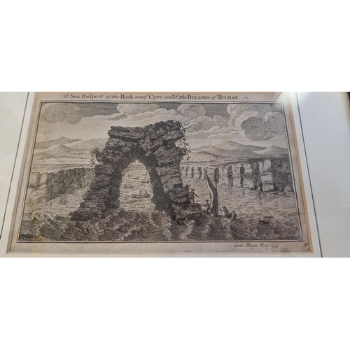 25 - Framed etching Rock and Cave Bullers of Buchan Gent. Maga. May 1755 measures 30cm x 25cm approx. plu... 