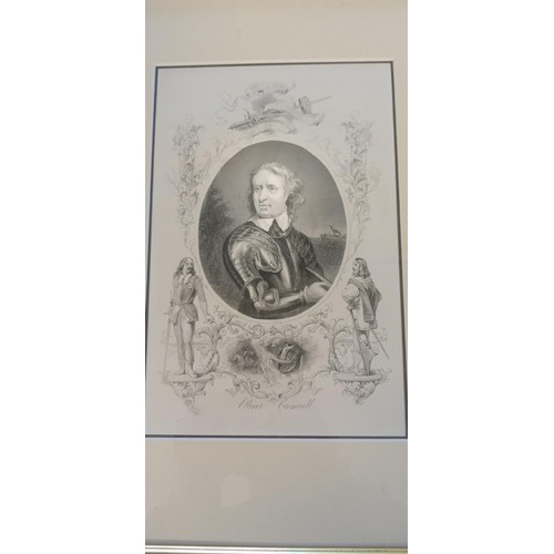 26 - 2 Framed pictures Oliver Cromwell 1 from the original of Walker in the collection of right Honourabl... 