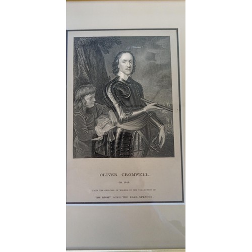 26 - 2 Framed pictures Oliver Cromwell 1 from the original of Walker in the collection of right Honourabl... 