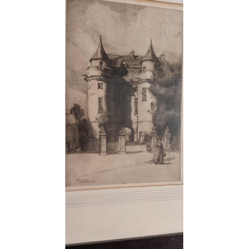 47 - Framed Etching R W Stewart 'The Gateway, Falkland Palace'