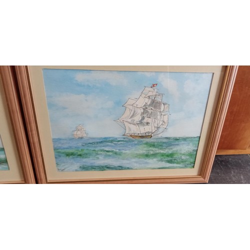 59 - 3 framed watercolours of ships by Bill Gray 'The Cutty Sark' 'Ariel' & 'The Flying Cloud'