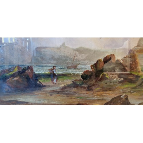 60 - Victorian framed coastal scene oil painting on canvas by HH Birdsall, New Zealand