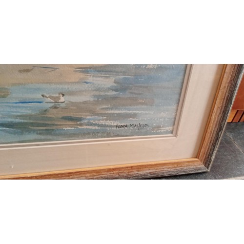 61 - Framed watercolour seascape by Flora Macleod