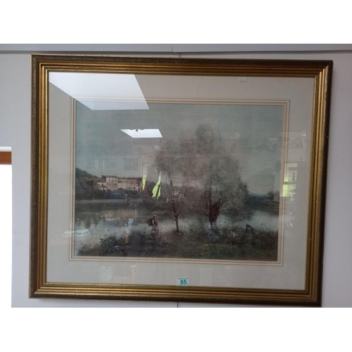 69 - Large framed French Impressionist print  88 x 70 cm approx, Corot