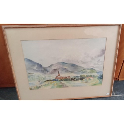 62 - Framed watercolour of mountinous landscape by D Macdonald