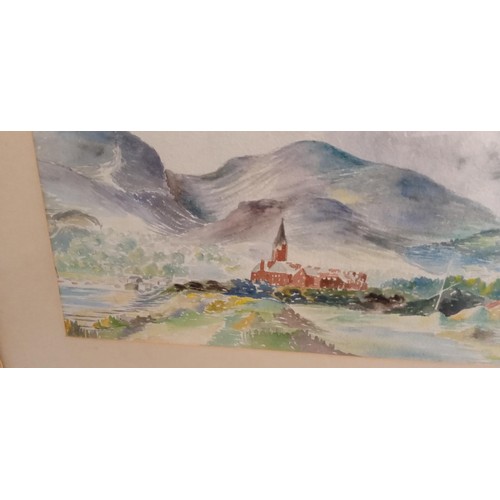 62 - Framed watercolour of mountinous landscape by D Macdonald