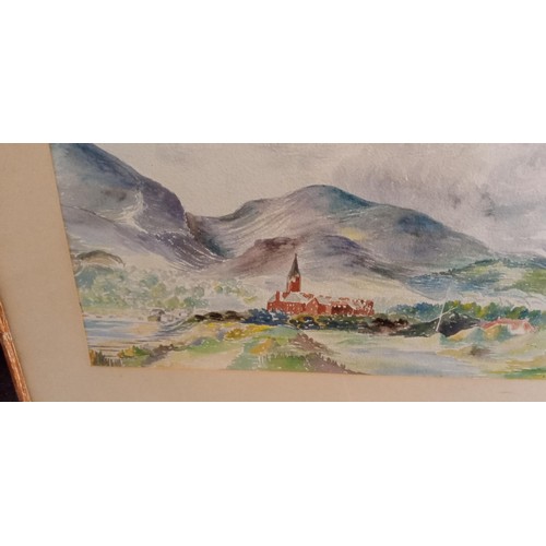 62 - Framed watercolour of mountinous landscape by D Macdonald