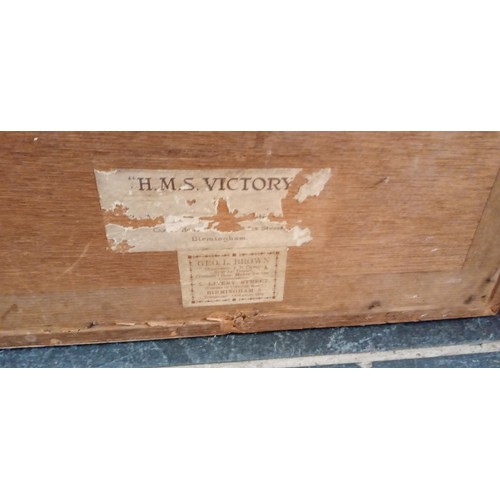 66 - Framed antique unusual etching of HMS Victory