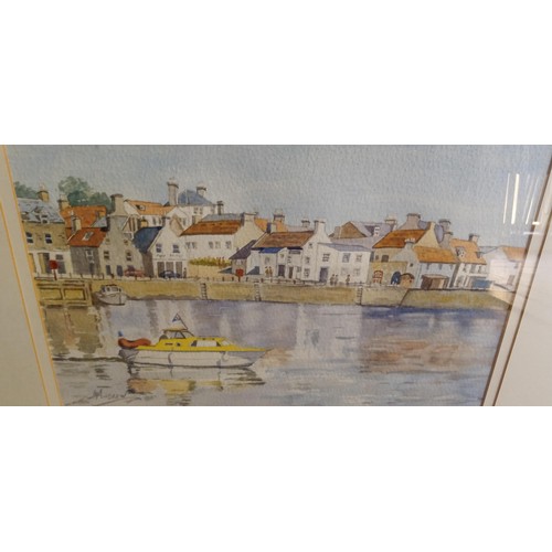 71 - Framed water colour 'Anstruther' signed L W Andrew