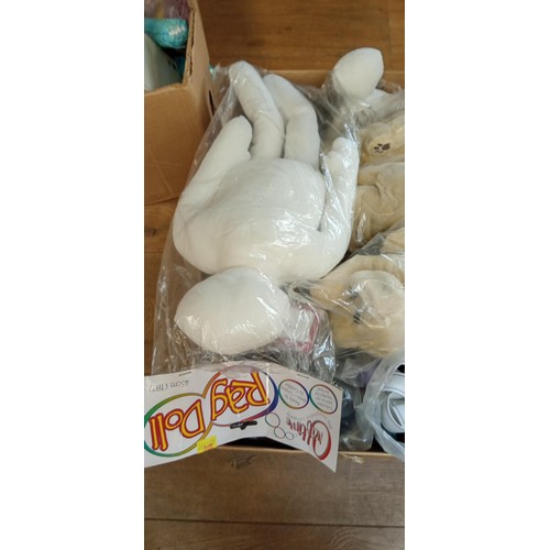 18 - Box of craftwork rag and pillow dolls all new and more