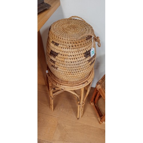 34 - Selection of cane furniture and 2 baskets