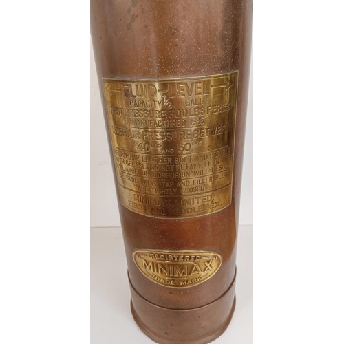 40 - Copper and brass minimax vintage fire extinguisher