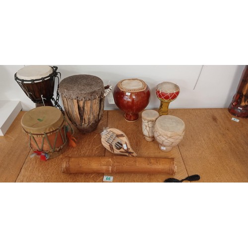 66 - Selection of various drums plus a rain maker