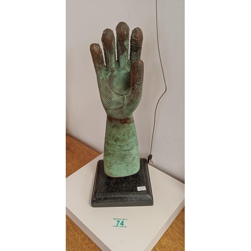 74 - Vintage bronzed glove mould