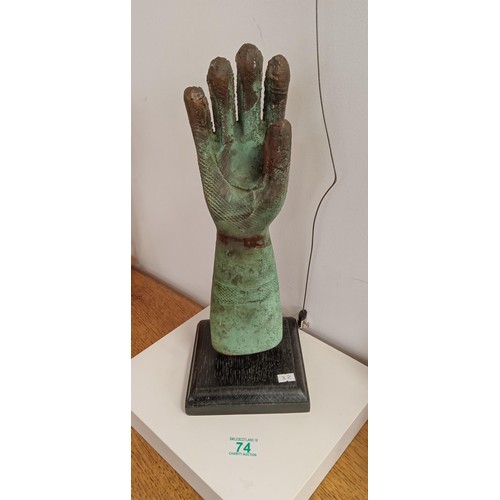 74 - Vintage bronzed glove mould