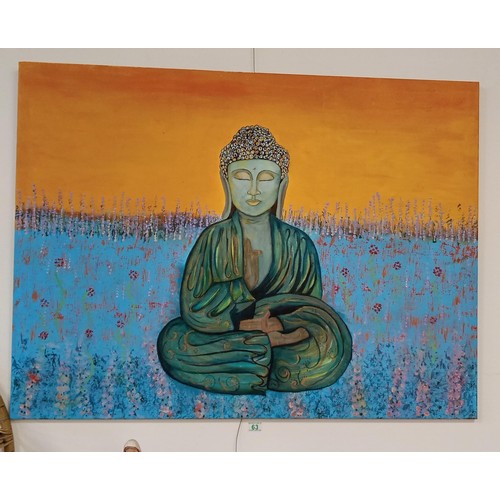 63 - Very large oil on canvas of a Buddha