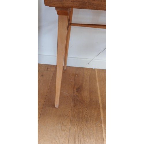 81 - Ercol writing table 1970's solid elm with gallery and frieze drawer