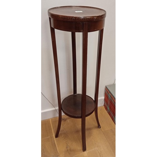 82 - Edwardian mahogany plant stand with inlay