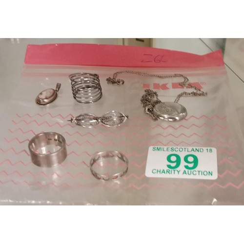 99 - Selection of mainly silver jewellery