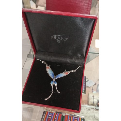 107 - Franz signed Stylized butterfly necklace