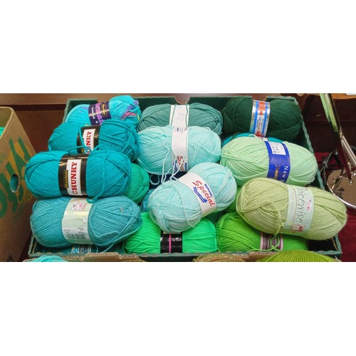 380 - 2 boxes of blue and green wool