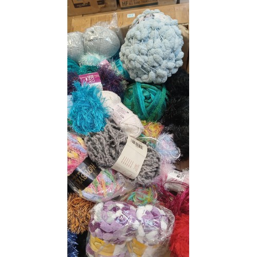 383 - Box of sparkly and pompom wool